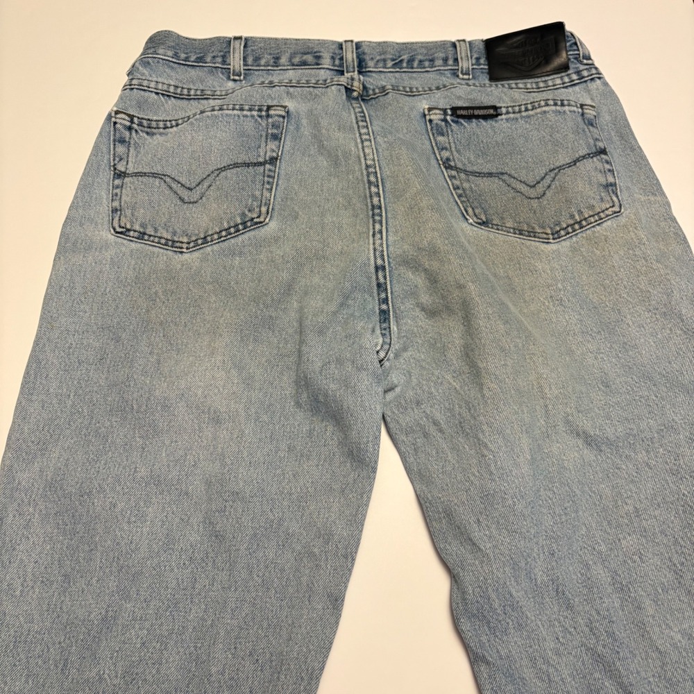 Harley Davidson Traditional Jeans Mens 38x34 Light Wash Blue Denim Biker 08/04